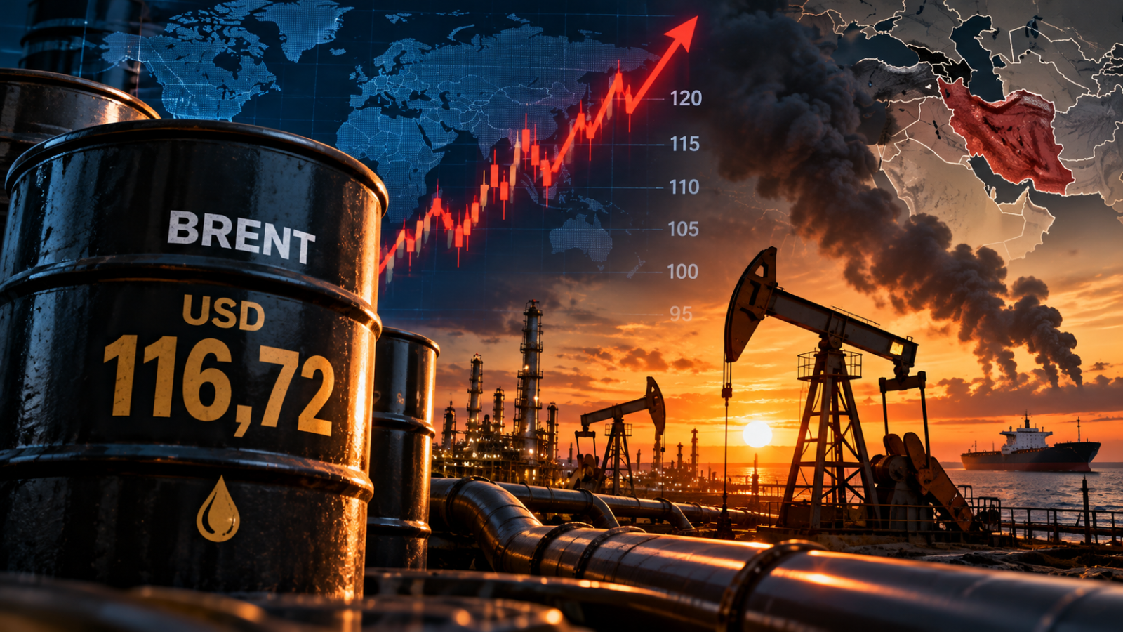 El Brent cierra en USD 116,72 ante los riesgos para el suministro de petróleo